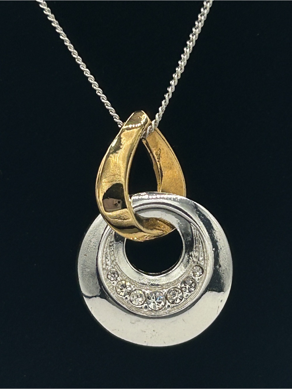 Vintage Avon Contract Manufacturer SAQ Two-Tone Mixed Metal Pendant Necklace